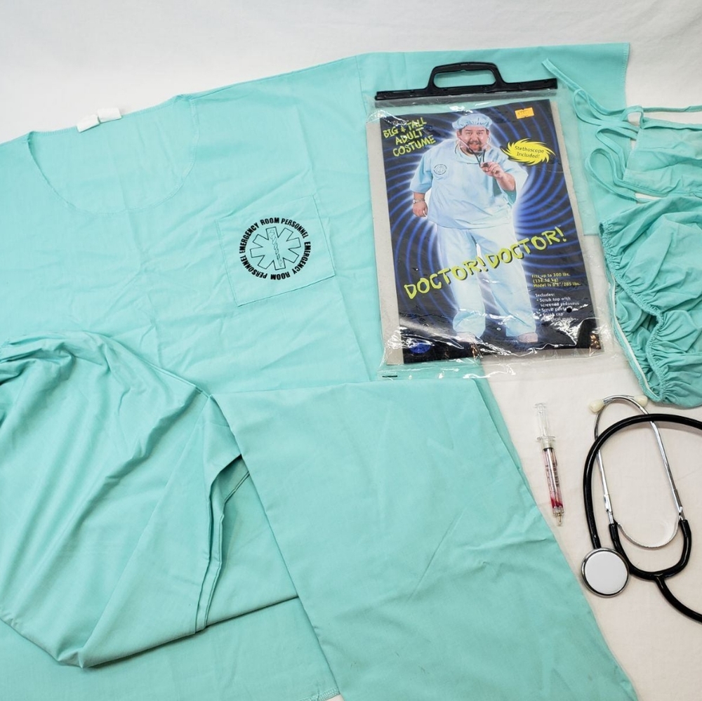 Big and Tall DOCTORS Halloween Costume Six (6) Piece Unisex Stethoscope Mask
